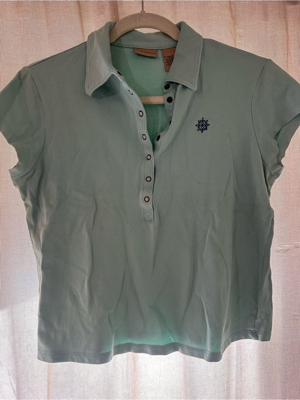 Light Teal Short-Sleeve Polo Top - size Large